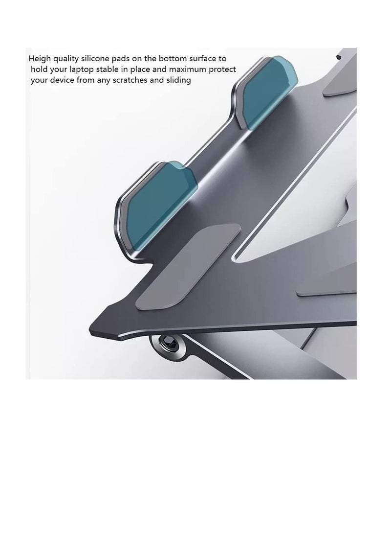 Aluminum Alloy Foldable Adjustable Laptop Stand for Notebook and Laptop Compatible with 14-17.3 - 17.3 Inch Boneroy, Silver - Image 5