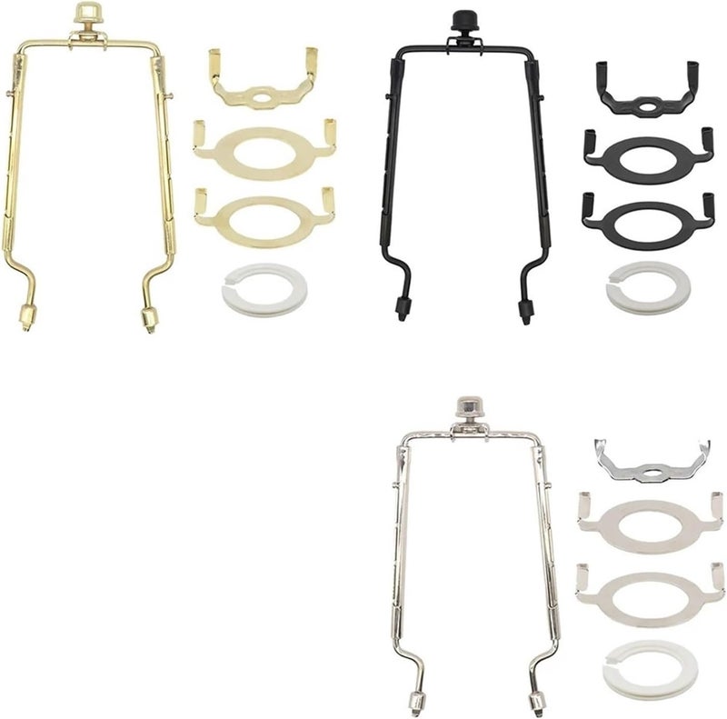Versatile 8 Inch Adjustable Lamp Harp Kit Metal Shade Stand with Conversion Ring(Black) - Image 4