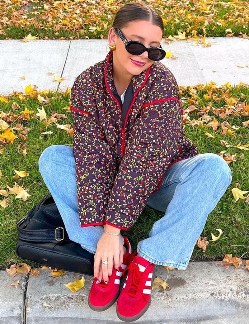 Yimoon Women's Cropped Puffer Quilted Jacket Vintage Floral Print Open Front Lightweight Short Jacket Outwear - Image 3