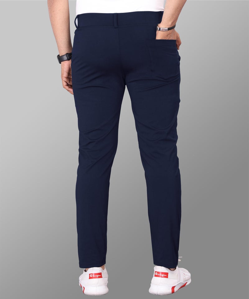 VALLEY Mehrang Men's Stretchable Stretchable Formal Pant Trousers | Stylish Mid Rise Slim Fit Men's Wear Trousers For Office Or Party | Polycotton Knitted Fabric (In, Numeric, 36, Regular, Navy Blue) - Image 2