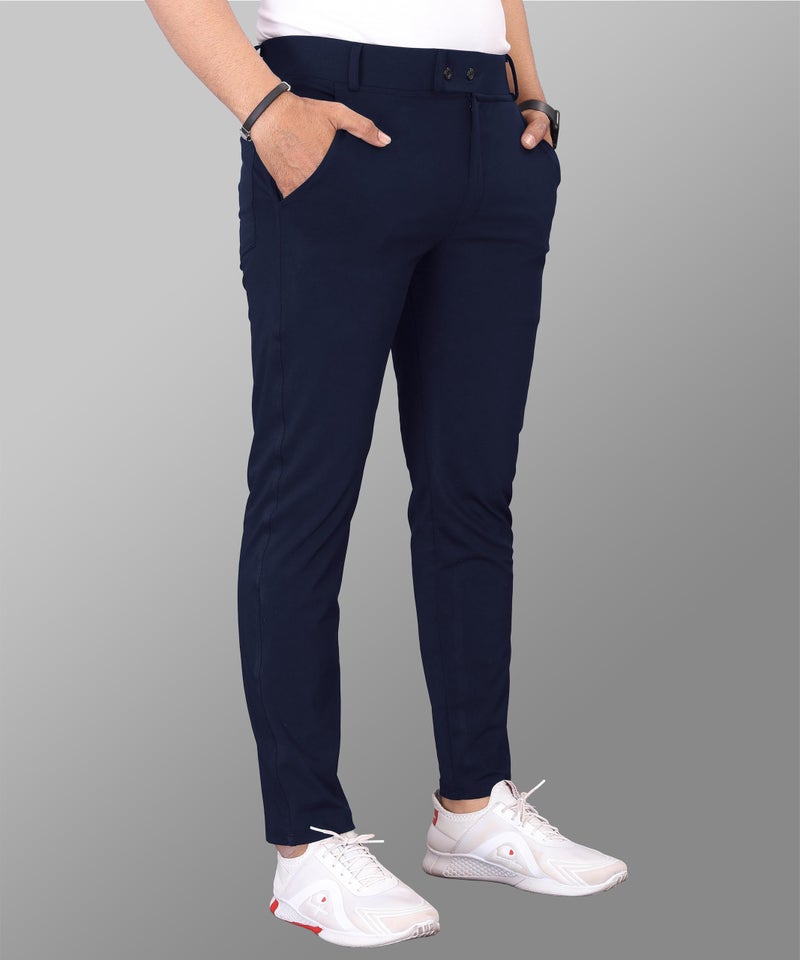 VALLEY Mehrang Men's Stretchable Stretchable Formal Pant Trousers | Stylish Mid Rise Slim Fit Men's Wear Trousers For Office Or Party | Polycotton Knitted Fabric (In, Numeric, 36, Regular, Navy Blue) - Image 3