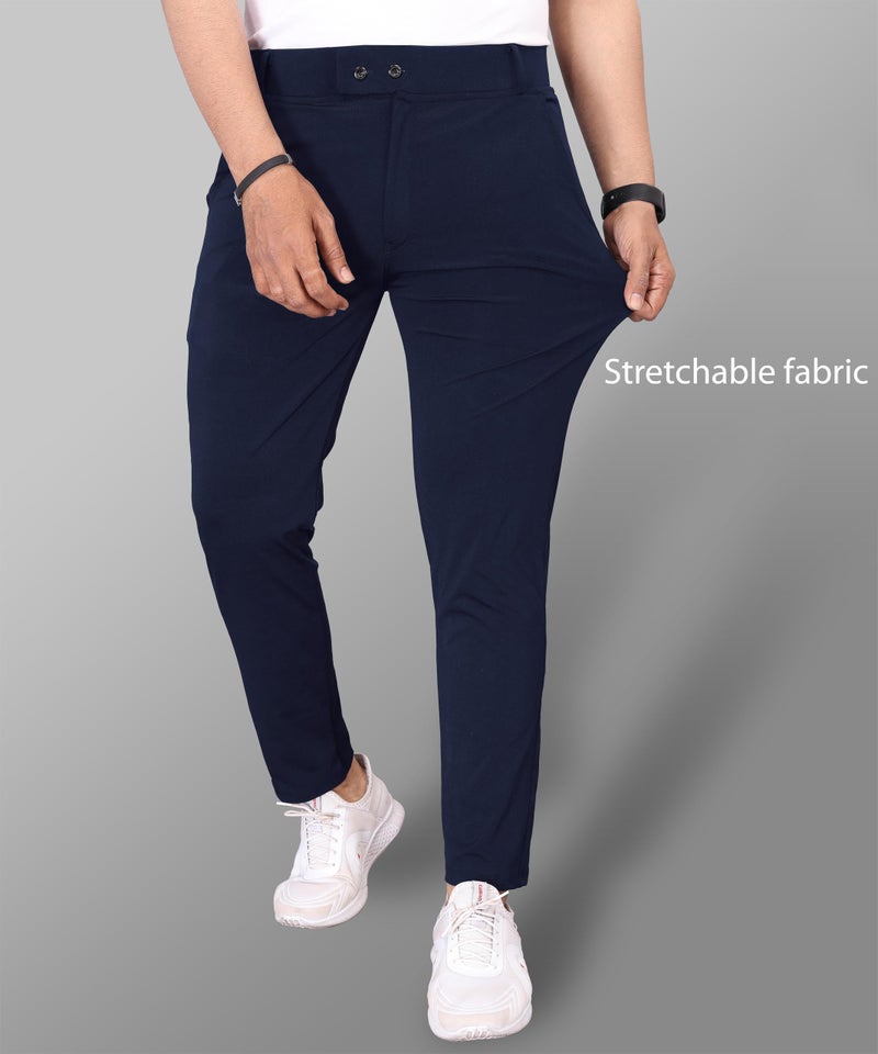 VALLEY Mehrang Men's Stretchable Stretchable Formal Pant Trousers | Stylish Mid Rise Slim Fit Men's Wear Trousers For Office Or Party | Polycotton Knitted Fabric (In, Numeric, 36, Regular, Navy Blue) - Image 5