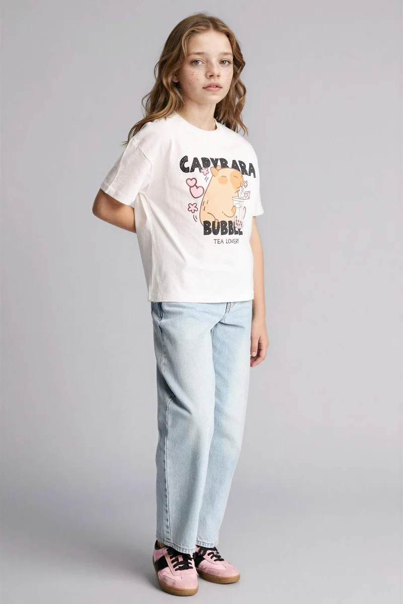 ديفاكتو Girl Relax Fit Printed T-Shirt