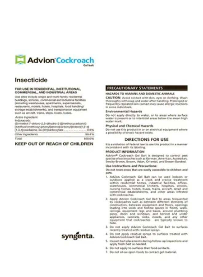 syngenta Advion Cockroach Gel Bait 2 x 30 g  - Image 2