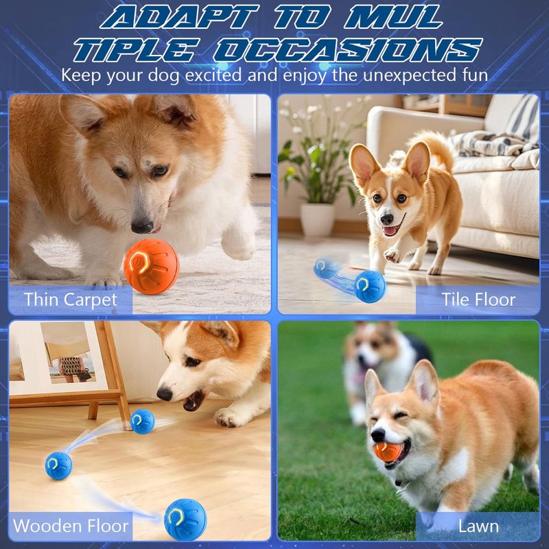Diehous 2 Pcs Shaky Ball Toy for Dogs,2025 New Shaky Dog Ball,Upgrad Interactive Dog Ball Automatic Moving Dog Toy Ball,USB Rechargeable Vibrating Dog Ball Remote Control Pet Ball for All Dogs(Orange+Blue) - Image 3