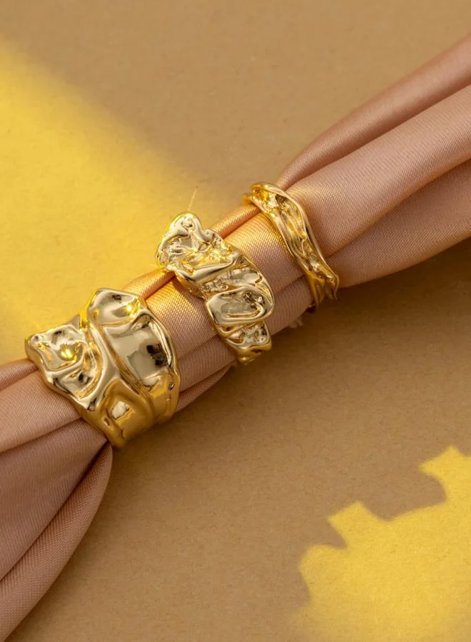 Take Two Take Two Set of 3 - Gold Texture Alloy Ring