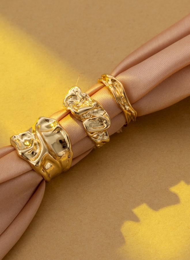 Take Two Set of 3 - Gold Texture Alloy Ring - Image 2