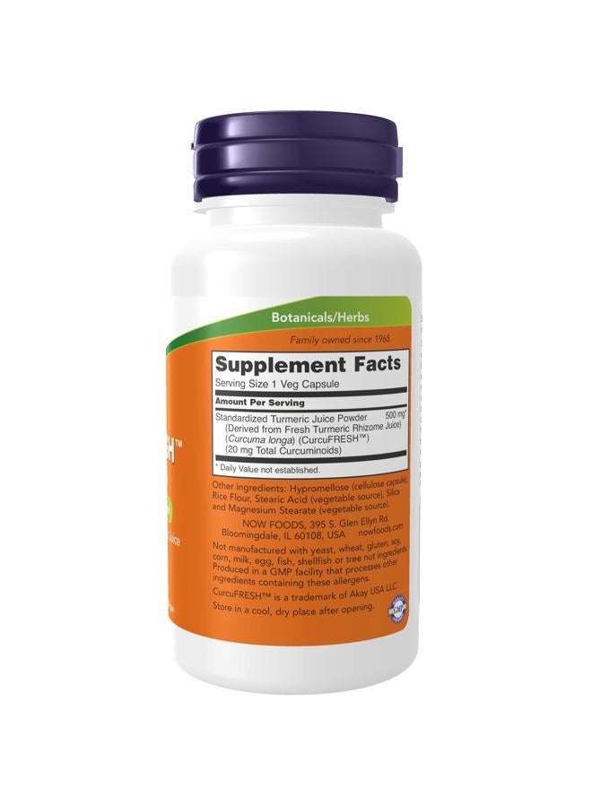 now Supplements, CurcuFRESH™ Curcumin, Derived from Fresh Turmeric Juice, Curcumin Juice Complex, 60 Veg Capsules - Image 2