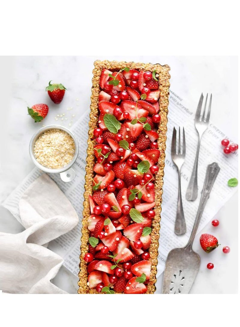 SYOSI صينية تارت مستطيلة بقاع قابل للإزالة 2 عبوة 13 7/8 بوصة صينية كيشي غير لاصقة لخبز الفطائر قوالب تارت قابلة لإعادة الاستخدام لمطبخ فرن الخبز فطائر تارتلتس كعك موس مافن (أسود) - Image 3