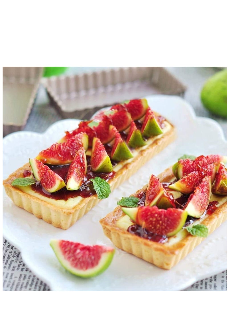 SYOSI صينية تارت مستطيلة بقاع قابل للإزالة 2 عبوة 13 7/8 بوصة صينية كيشي غير لاصقة لخبز الفطائر قوالب تارت قابلة لإعادة الاستخدام لمطبخ فرن الخبز فطائر تارتلتس كعك موس مافن (أسود) - Image 4