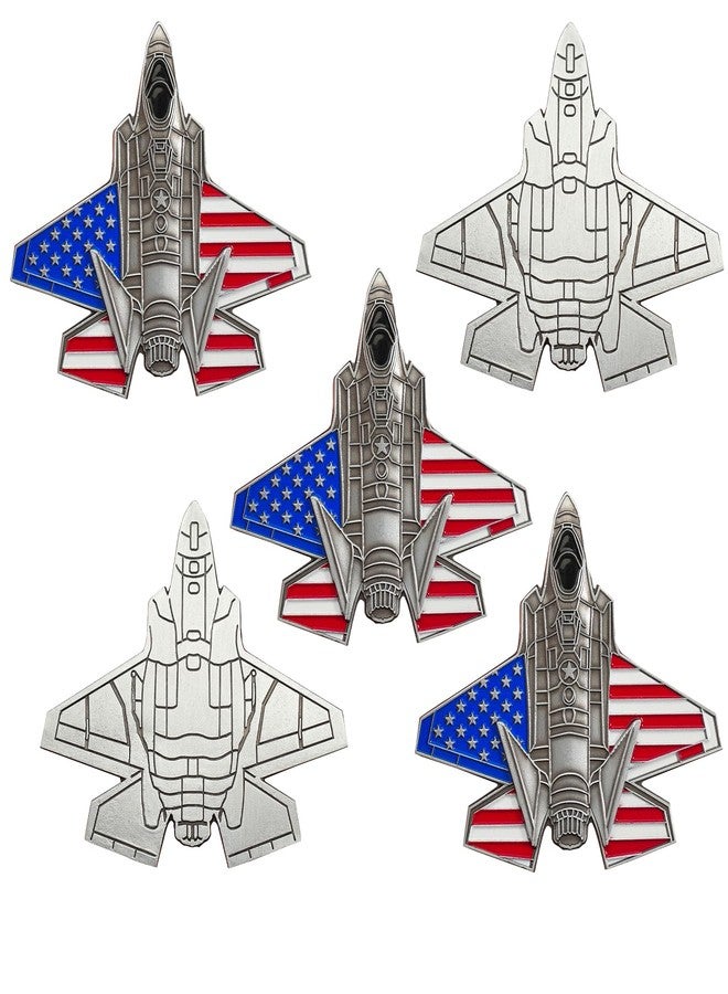 ASmileIndeep US Air Force Colorized F-35 Fighter Jet Challenge Coin - Military Coins USAF Air Force Gift for Airman Veterans & Collectors (5 PCS) - Image 1