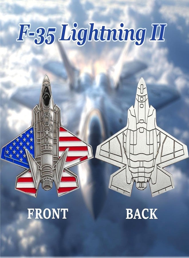 ASmileIndeep US Air Force Colorized F-35 Fighter Jet Challenge Coin - Military Coins USAF Air Force Gift for Airman Veterans & Collectors (5 PCS) - Image 2