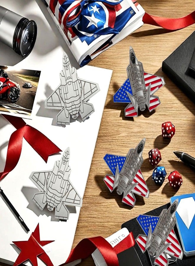 ASmileIndeep US Air Force Colorized F-35 Fighter Jet Challenge Coin - Military Coins USAF Air Force Gift for Airman Veterans & Collectors (5 PCS) - Image 4