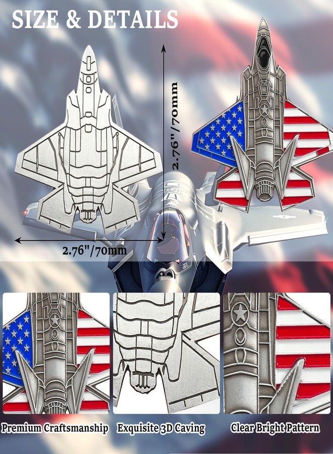 ASmileIndeep US Air Force Colorized F-35 Fighter Jet Challenge Coin - Military Coins USAF Air Force Gift for Airman Veterans & Collectors (5 PCS) - Image 3