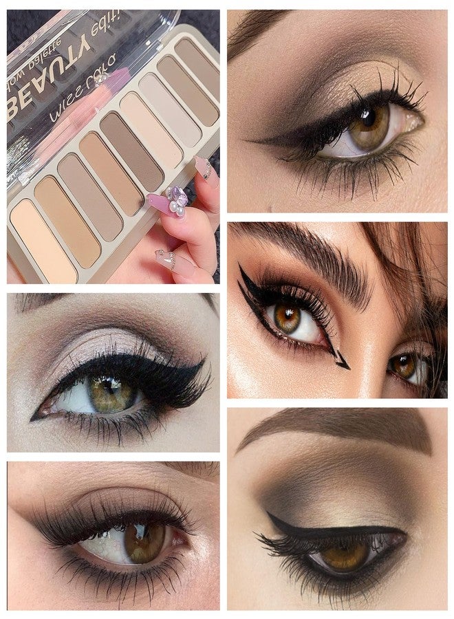 WENJLYJ 9 Colors Matte Naked Eyeshadow Palette, Mini Matte Eye Shadow Pallet, Neutral Nude Shades for Natural Makeup, Naked Eye Shadow Pallet with 3 Eyeshadow Brush for Women - Image 2