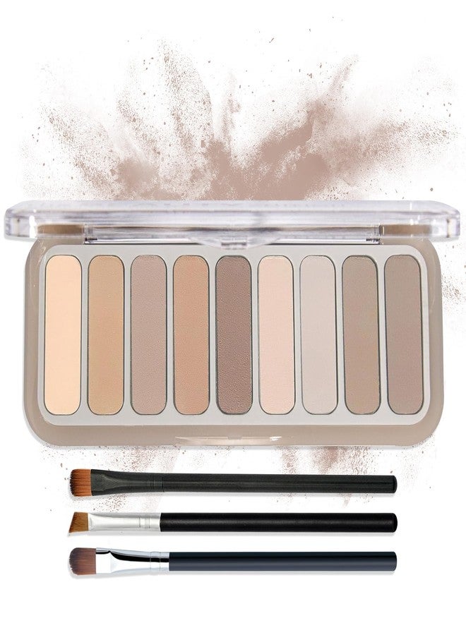 WENJLYJ 9 Colors Matte Naked Eyeshadow Palette, Mini Matte Eye Shadow Pallet, Neutral Nude Shades for Natural Makeup, Naked Eye Shadow Pallet with 3 Eyeshadow Brush for Women - Image 1
