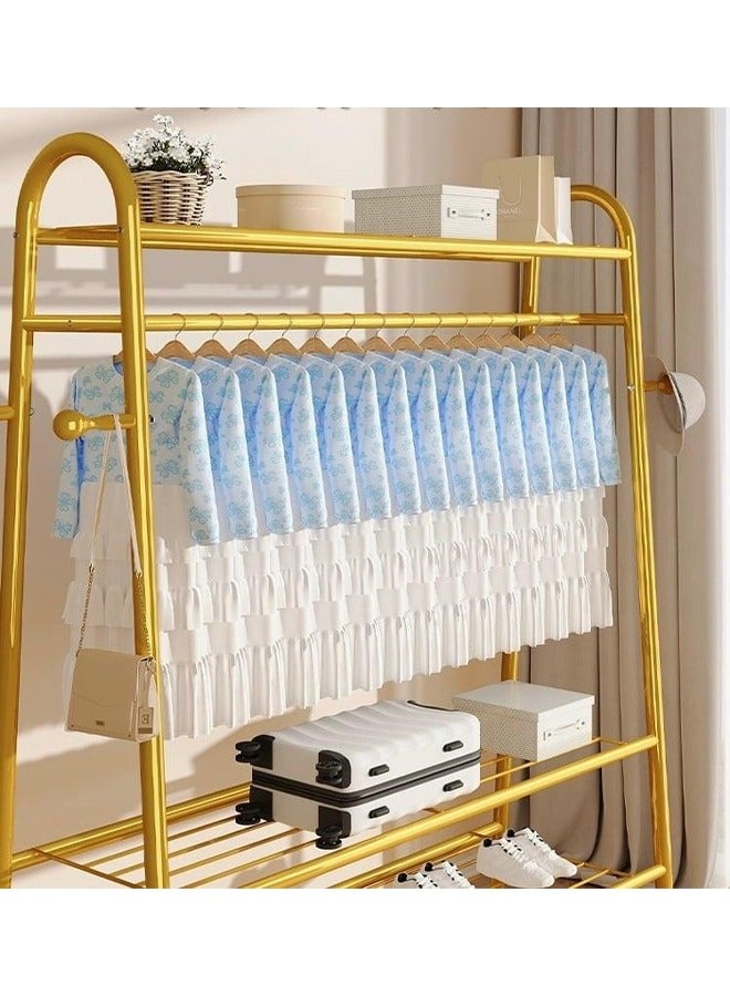 SHEE ONE Clothes rack with two storage shelves and side hooks - gold - Image 4