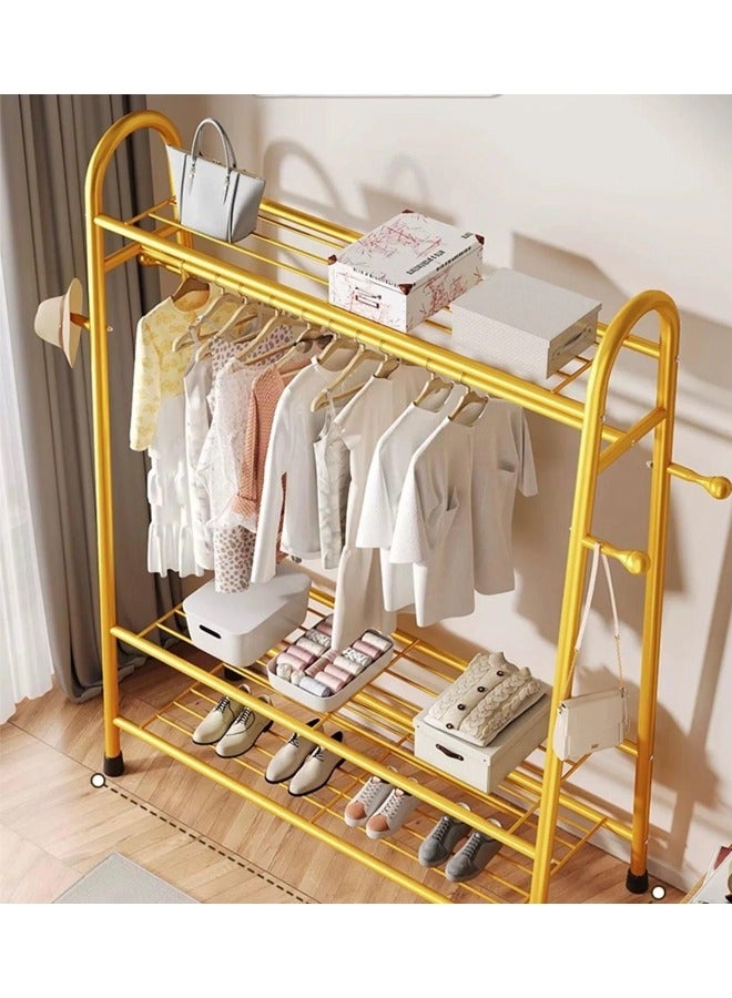 SHEE ONE Clothes rack with two storage shelves and side hooks - gold - Image 3