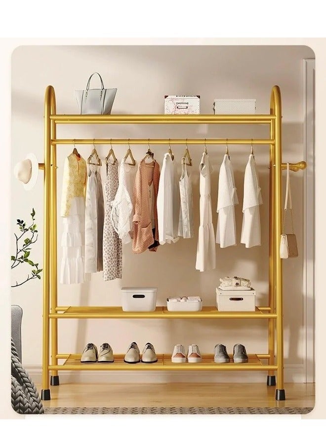 SHEE ONE Clothes rack with two storage shelves and side hooks - gold - Image 5