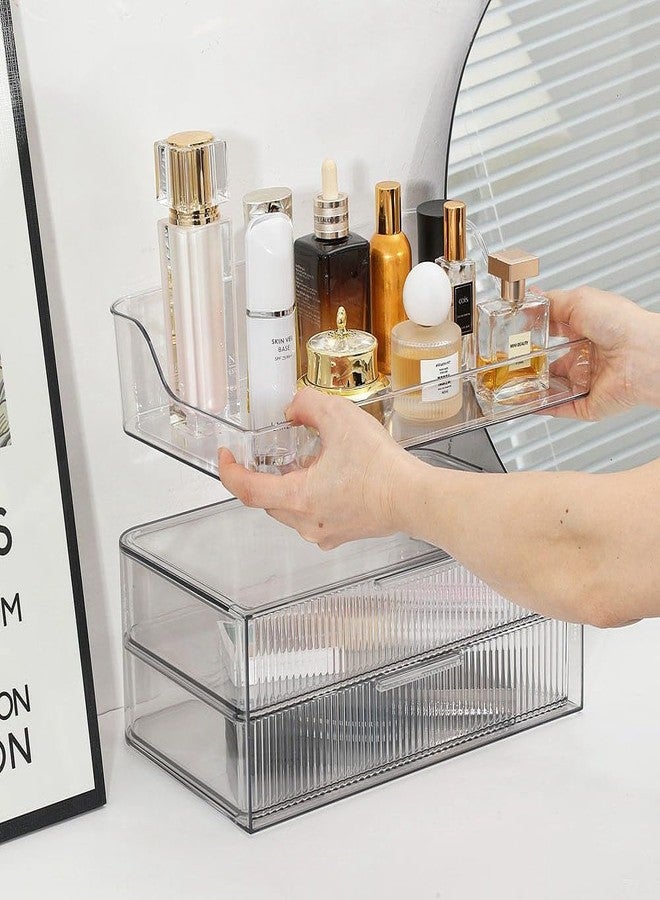 PLINJOY Makeup Organizer Countertop Large Cosmetic Display Cases Cosmetic Organizer Skin care Organizer, 2 Drawers - Image 2
