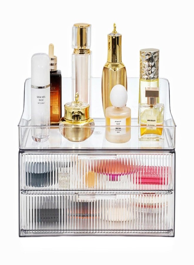 PLINJOY Makeup Organizer Countertop Large Cosmetic Display Cases Cosmetic Organizer Skin care Organizer, 2 Drawers - Image 1