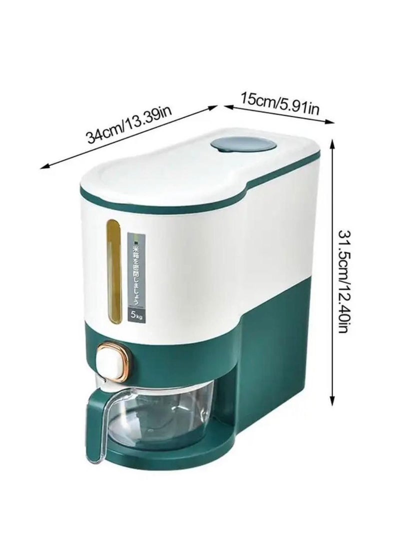 Generic - Rice storage box - a large box for storing grains and dry foods, a measuring cup for the amount of rice, an automatic dispenser for rice and grains, a household box of 5 kg - Image 1