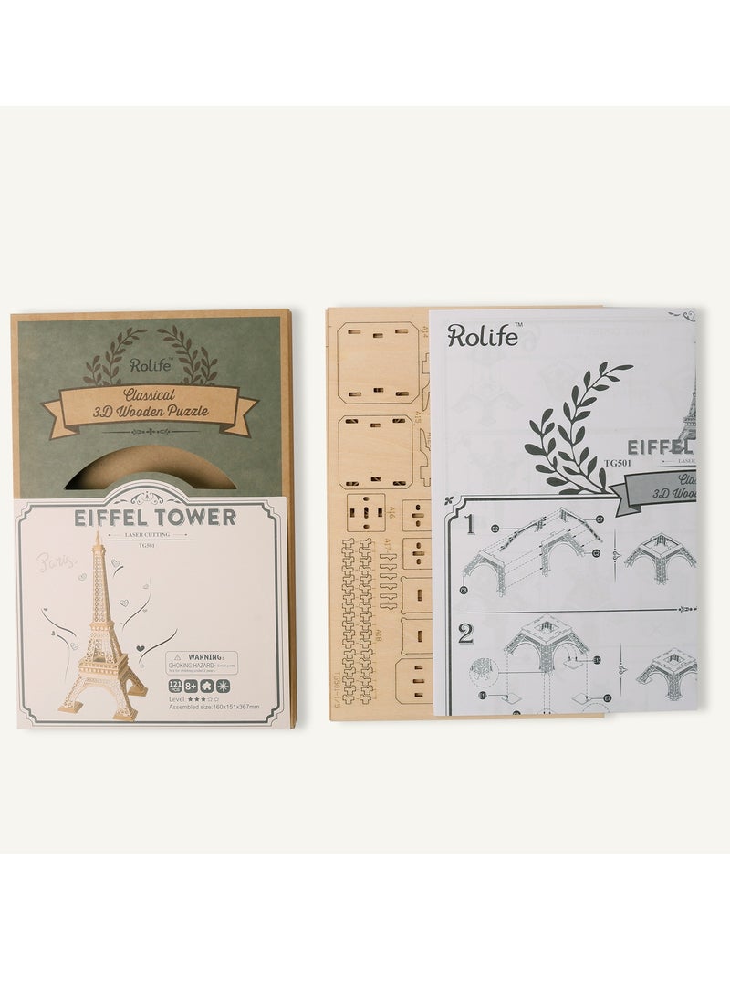 Robotime Rolife Eiffel Tower Model TG501, Assembly Brain Teaser 3D Wooden Puzzle DIY Build Model Crafts Kits, Unique Home Decor Birthday Gifts for Teens or Adults - Image 5