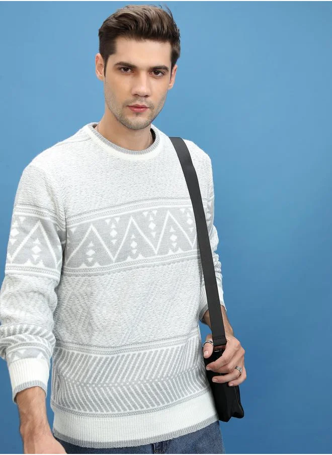 HIGHLANDER Geo Pattern Open Knit Sweater