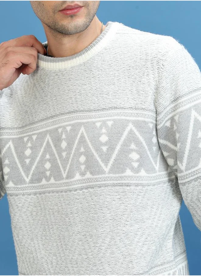 HIGHLANDER Geo Pattern Open Knit Sweater