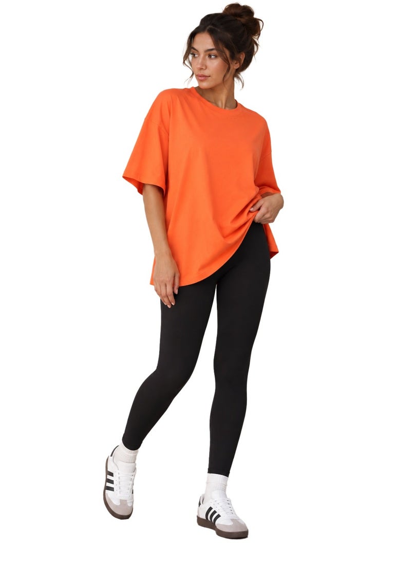 Nileton T-Shirt Drop Shoulder Oversized - Orange - Image 1