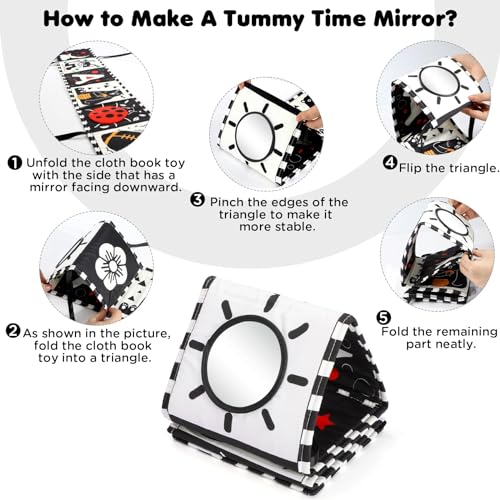 URMYWO Black and White Baby Toys, Tummy Time High Contrast Newborn Toys 0-3 Months, Soft Baby Book, Visual Stimulation Montessori Sensory Infant Toys 0-6-12 Months, Shower Gift for Boys Girls - Image 2