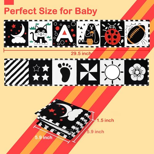 URMYWO Black and White Baby Toys, Tummy Time High Contrast Newborn Toys 0-3 Months, Soft Baby Book, Visual Stimulation Montessori Sensory Infant Toys 0-6-12 Months, Shower Gift for Boys Girls - Image 4