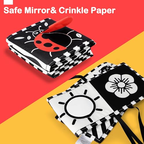 URMYWO Black and White Baby Toys, Tummy Time High Contrast Newborn Toys 0-3 Months, Soft Baby Book, Visual Stimulation Montessori Sensory Infant Toys 0-6-12 Months, Shower Gift for Boys Girls - Image 5