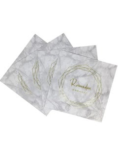 ThePartyPopper 20 Pcs White & Gold Design Ramadan Mubarak Napkins 33 Cm X 33 Cm Table Dinner Décor Eid Ramadan Decoration  - Image 1