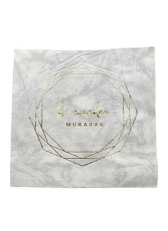 ThePartyPopper 20 Pcs White & Gold Design Ramadan Mubarak Napkins 33 Cm X 33 Cm Table Dinner Décor Eid Ramadan Decoration  - Image 3