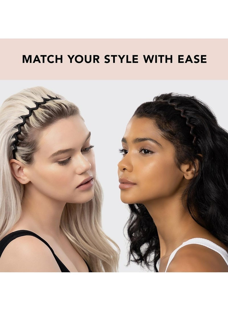 ليالي منعرج الزاك رباطات-المعاد تدويرها البلاستيك الشعر الفرقة للرجال والنساء - الكلاسيكية 90 ثانية عقال و هيرباند - رجل عقال - متموجة عقال مع الأسنان-الشعر رباطات-2 قطع الأسود و العنبر - Image 5