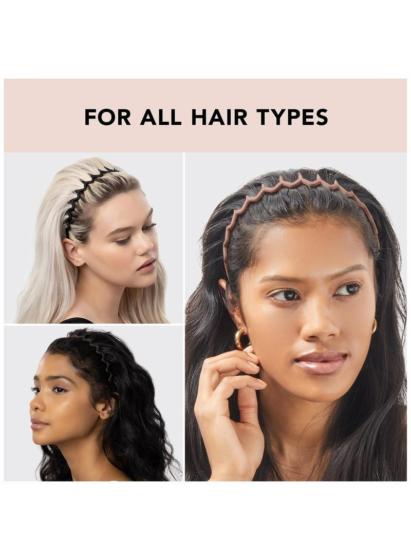 ليالي منعرج الزاك رباطات-المعاد تدويرها البلاستيك الشعر الفرقة للرجال والنساء - الكلاسيكية 90 ثانية عقال و هيرباند - رجل عقال - متموجة عقال مع الأسنان-الشعر رباطات-2 قطع الأسود و العنبر - Image 3