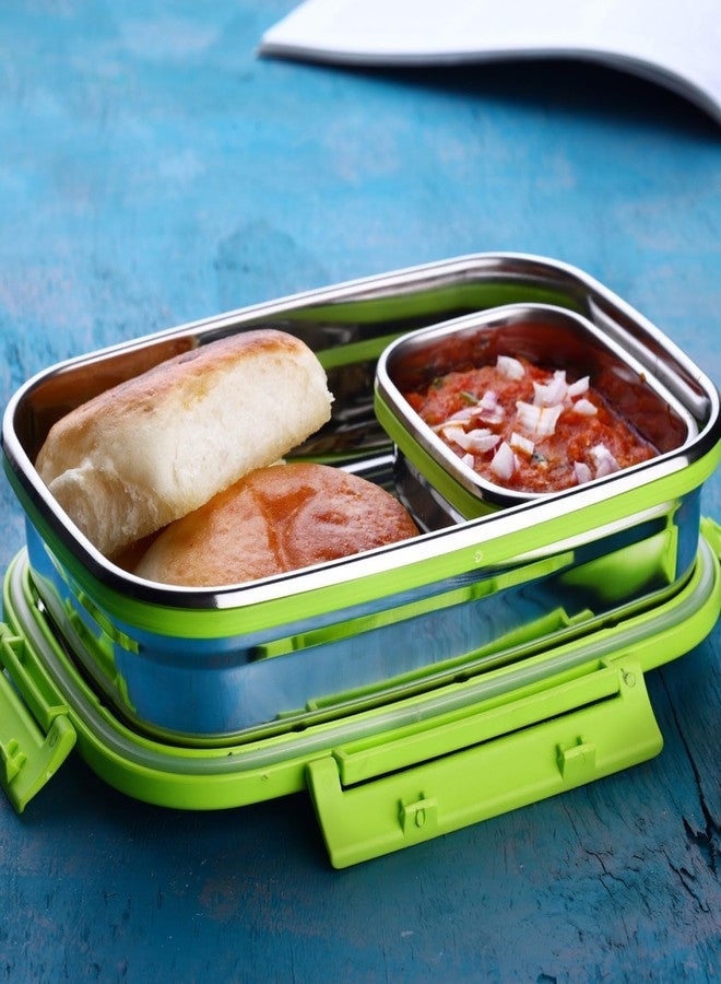 Gcrox Stainless Steel Junior Lunch Box with Airtight Lid | Long-Lasting Compact Modern Leak-Proof Multi-Compartment Tiffin Box Container for School, Picnic, Office and Travel Use (650ml) - Image 3