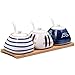 DGVR DGVR Porcelain Condiment Jar Spice Container with set of 3 Ceramic Condiment Pot Seasoning Box with Ceramic Serving  - Image 2