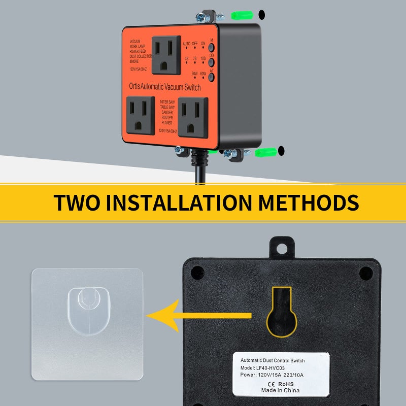Ortis Automatic Vacuum Switch, Ortis Dust Control Autoswitch for More Power Tools, Delay Vacuum On/Off to Prevent Circuit Overload and Tripping, Adjustable Actuation Threshold - Image 5