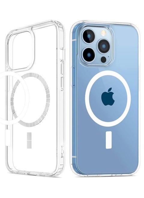 Case Compatible with iPhone 15 Pro Case, Built-in Strong Magnets, Clear Hard PC Back Cover  Soft TPU Frame Slim Drop Protection Shockproof, Scratch Resistant, Strong Magnets