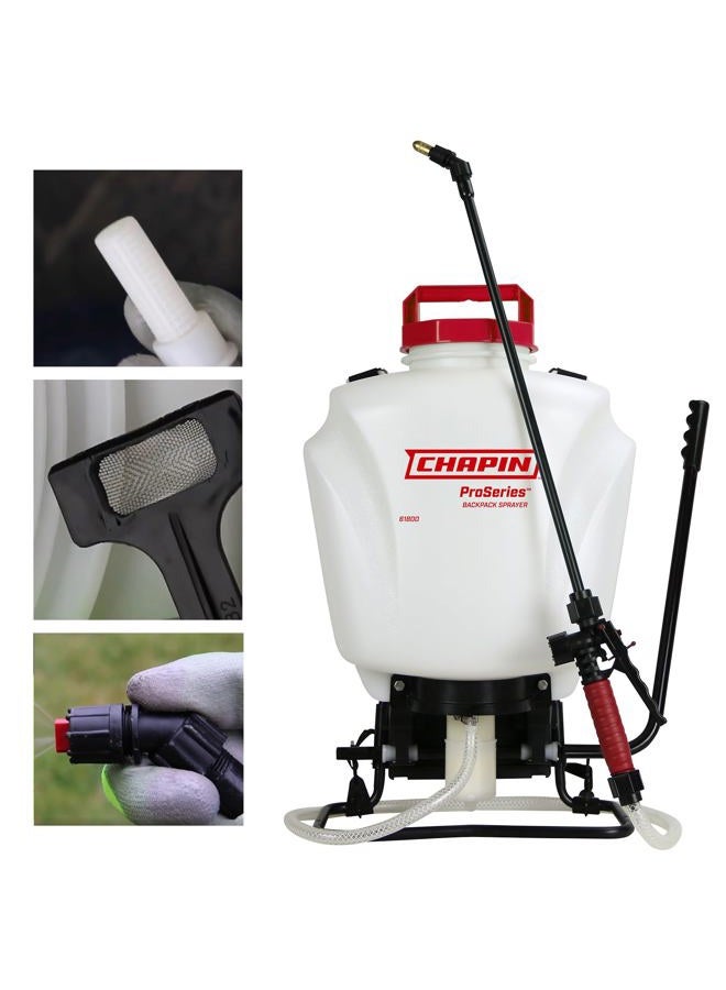 CHAPIN 61800 4Gal Backpack Sprayer, 4-Gallon, Translucent White - Image 1