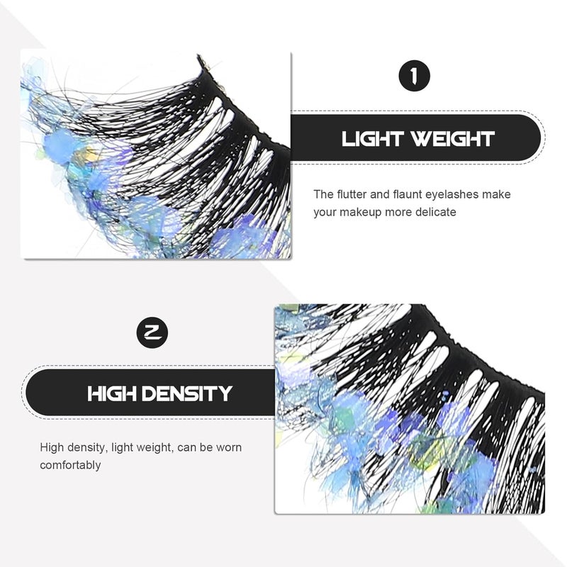 2 Pairs Colored 3d Sequins False Eyelashes Thick Glitter Eye Accessories Party Makeup Decor for Women - Image 3