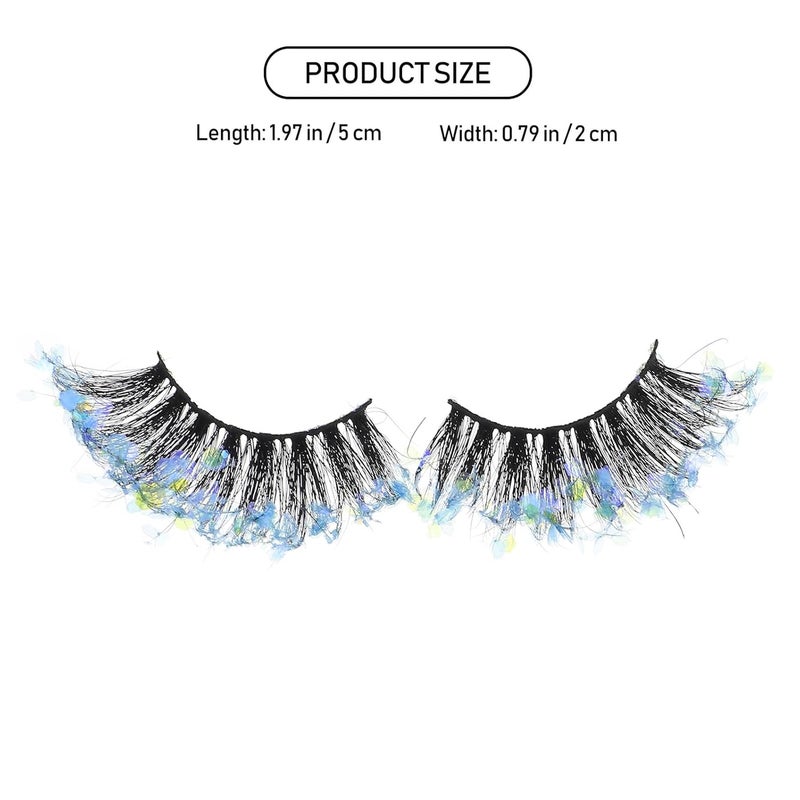 2 Pairs Colored 3d Sequins False Eyelashes Thick Glitter Eye Accessories Party Makeup Decor for Women - Image 2