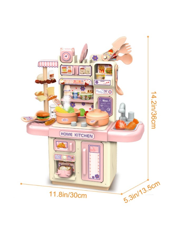 وانغبانغزي لعبة مجموعة لعب المطبخ الصغيرة ، 33 قطعة مطبخ اللعب مع بخار وأضواء واقعية ، لعبة لعب الأدوار التظاهر بالطعام والطبخ ، مجموعة إكسسوارات المطبخ الصغيرة ل 3 4 بنات - Image 2