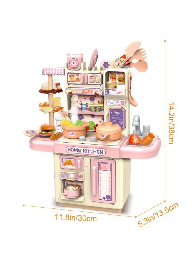 WangPangZi Mini Kitchen Playset Toy,33 PCS Play Kitchen with Water Feature and Realistic Lights, Role Playing Game Pretend Food and Cooking Playset, Mini Kitchen Accessories Set for 3 4 Girls Boys - Image 2