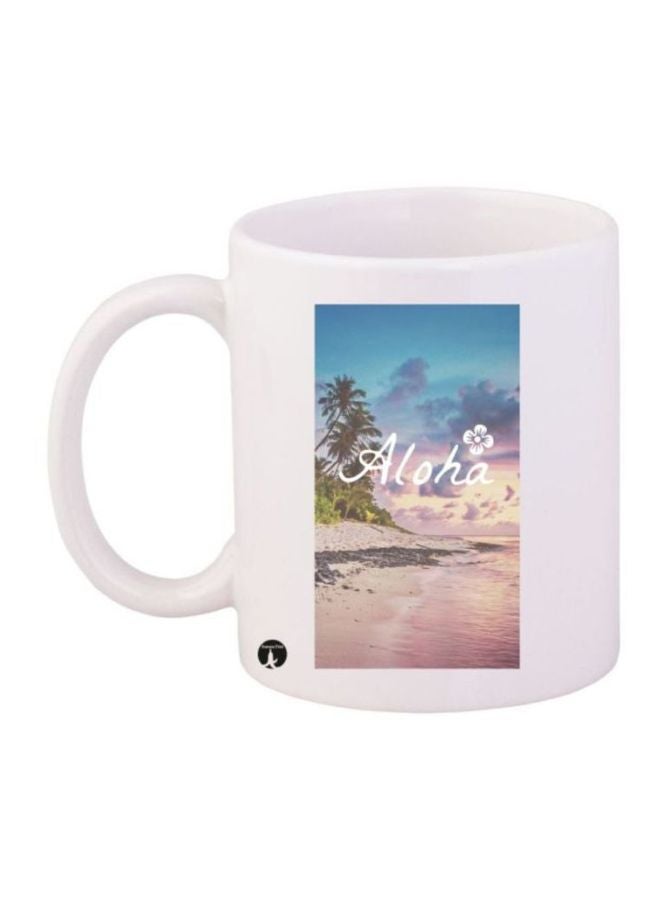 RYN Aloha Printed Coffee Mug White/Blue/Green