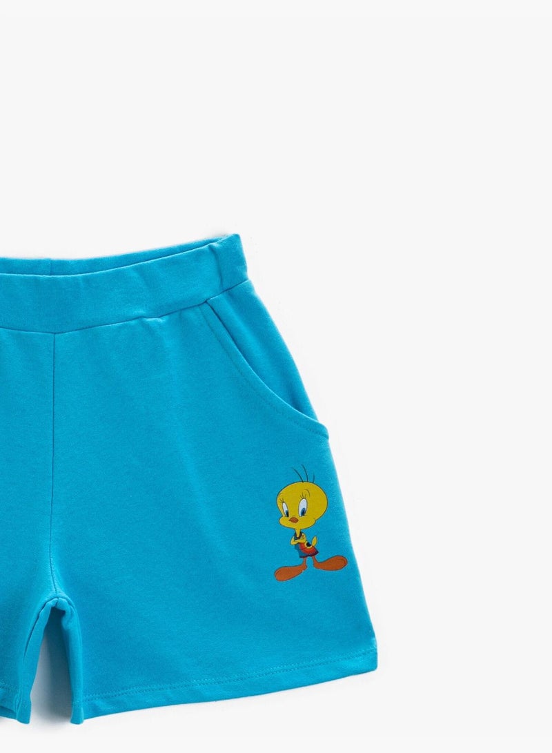KOTON Tweety Licensed Printed Elastic Waist Cotton Short - Image 3
