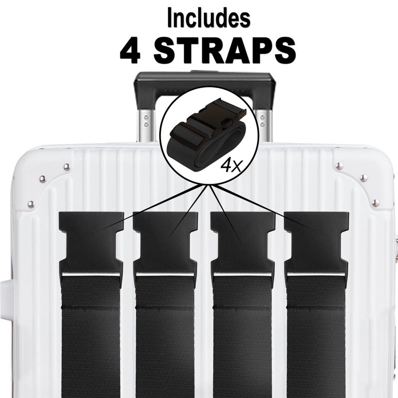 Chelmon Luggage Straps for Suitcases TSA Approved Travel Belt 4 Pack by Chelmon (Black) - Image 2