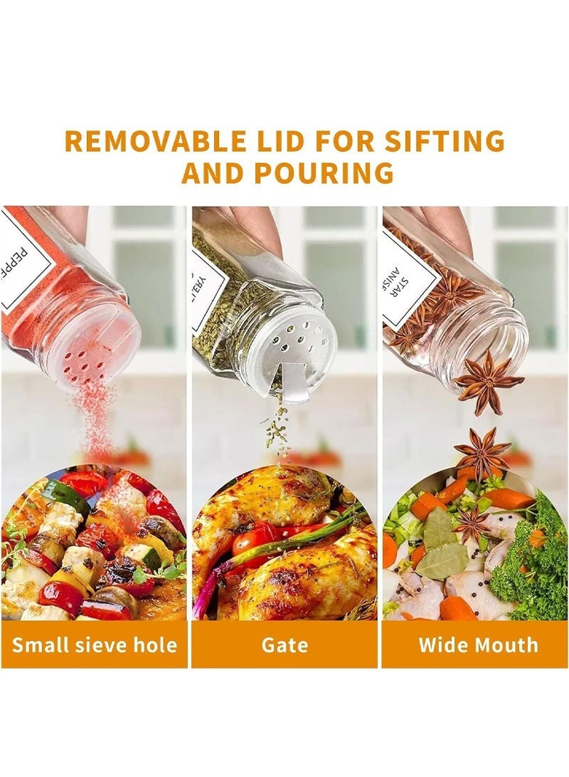 GZYIZHOU 12 Pcs Glass Spice Jars with Label - Square Spice Containers 4 oz - Includes Cleaning Brush & Label pan - Seasoning Jars - Image 4